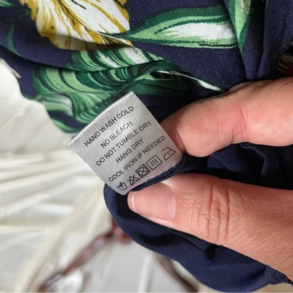 Superdown Penelope Romper in Navy with Tropical Green Palm Leaf Print - Picture 6 of 6